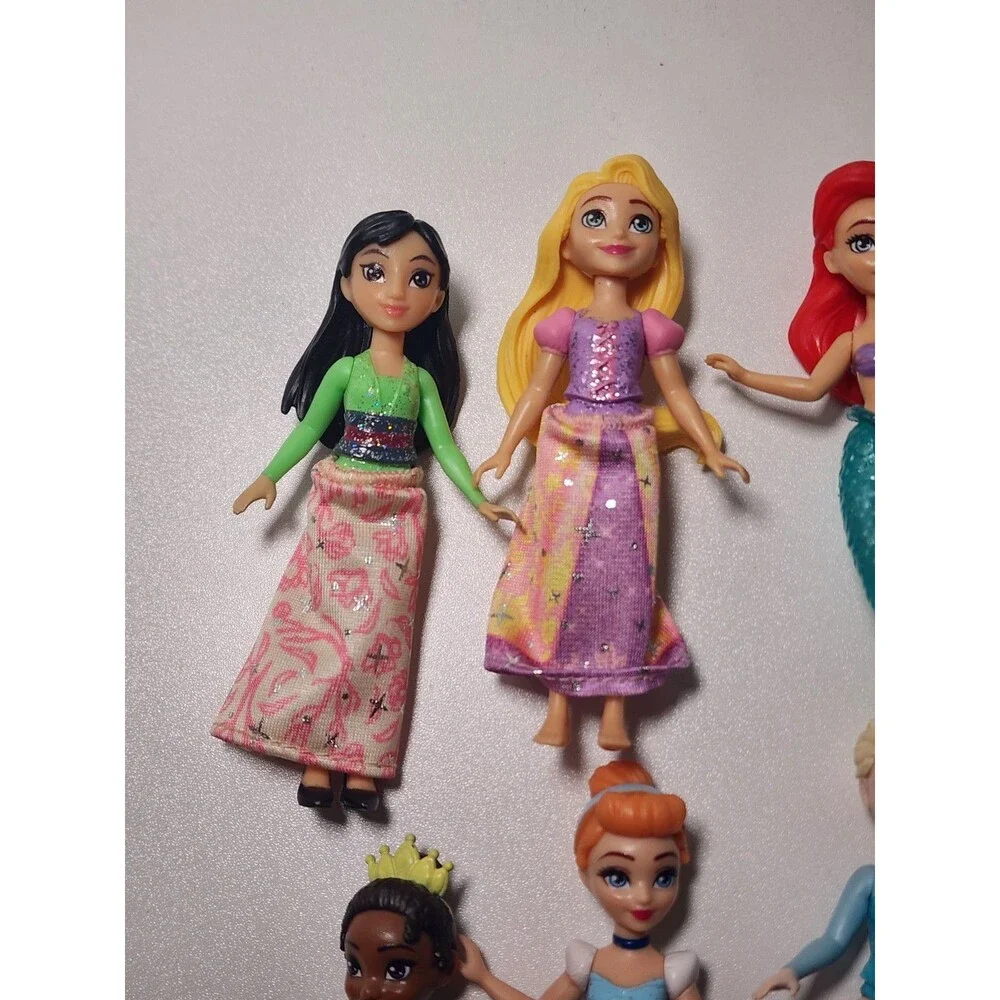 Mattel Disney Princess Small Doll Lot Mulan Rapunzel Ariel Tiana Cinderella